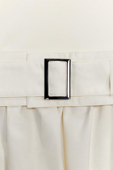TWILL DRESS WITH CONTRAST BELT - Ecru by Zara - Image 6