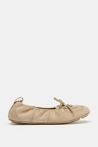 LACE-UP BALLERINAS - Sand Brown by Zara