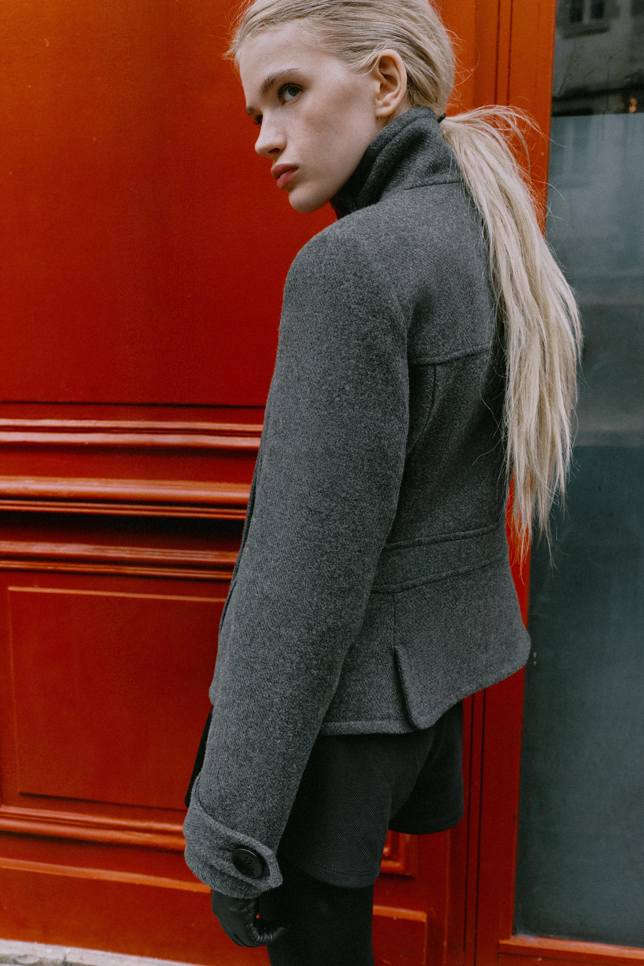 STAND COLLAR WOOL COAT