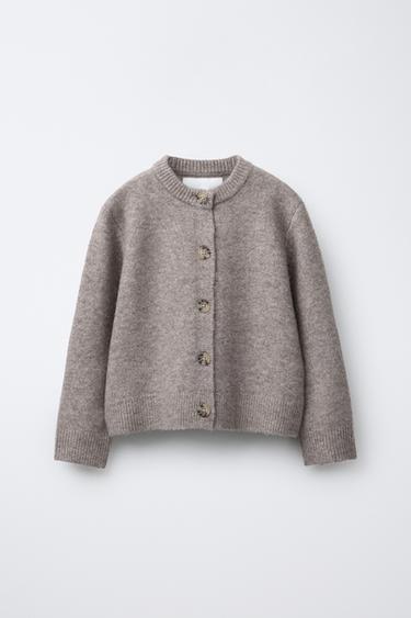 CHAQUETA DE PUNTO LISA - Camel oscuro de Zara