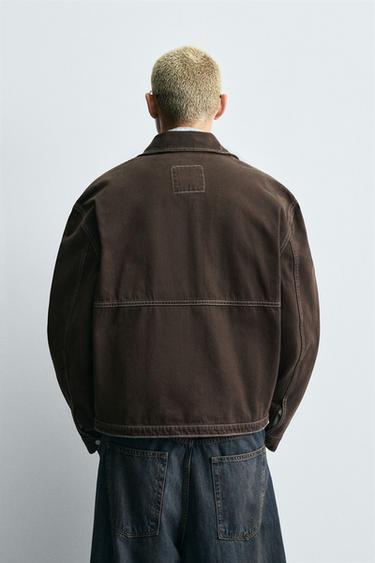 VESTE DÉLAVÉE SURPIQÛRE CONTRASTE - Marron de Zara - Image 2