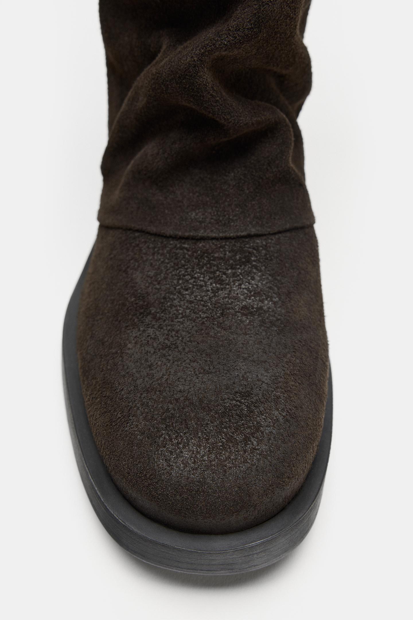 Женские ботинки Zara Suede High, цвет: Коричневый — фото 7