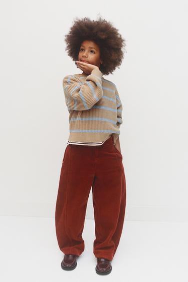 PULL EN MAILLE À RAYURES - Beige clair de Zara