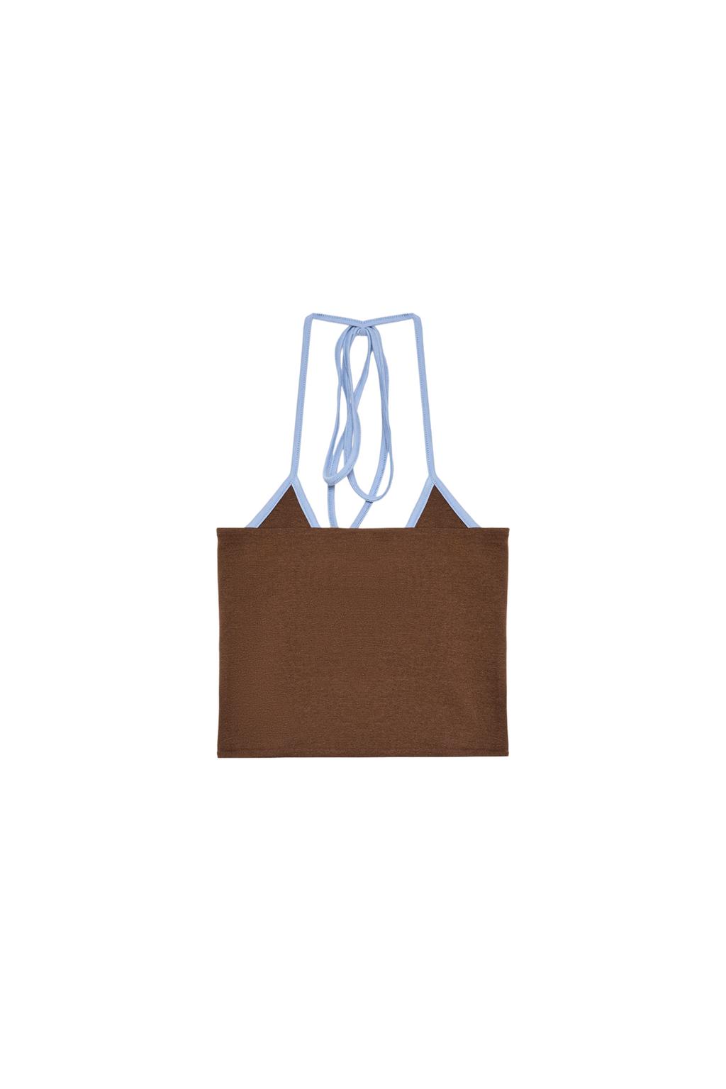 CONTRAST TRIM HALTER CROP TOP - image 3