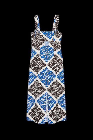 GEMUSTERTES MIDIKLEID - Cremefarben / Blau von Zara - Bild 0