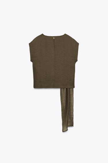 TOP FLUIDE FOULARD - Kaki foncé de Zara - Image 5
