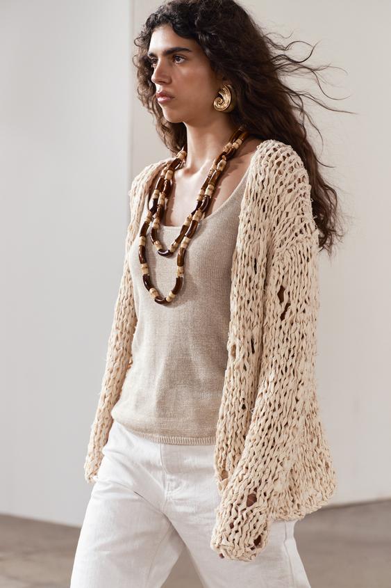 Price Firm} Zara Pointelle Knit Sweater - Gem