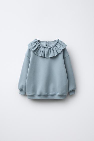 SWEAT COL CLAUDINE RUSTIQUE - Turquoise de Zara