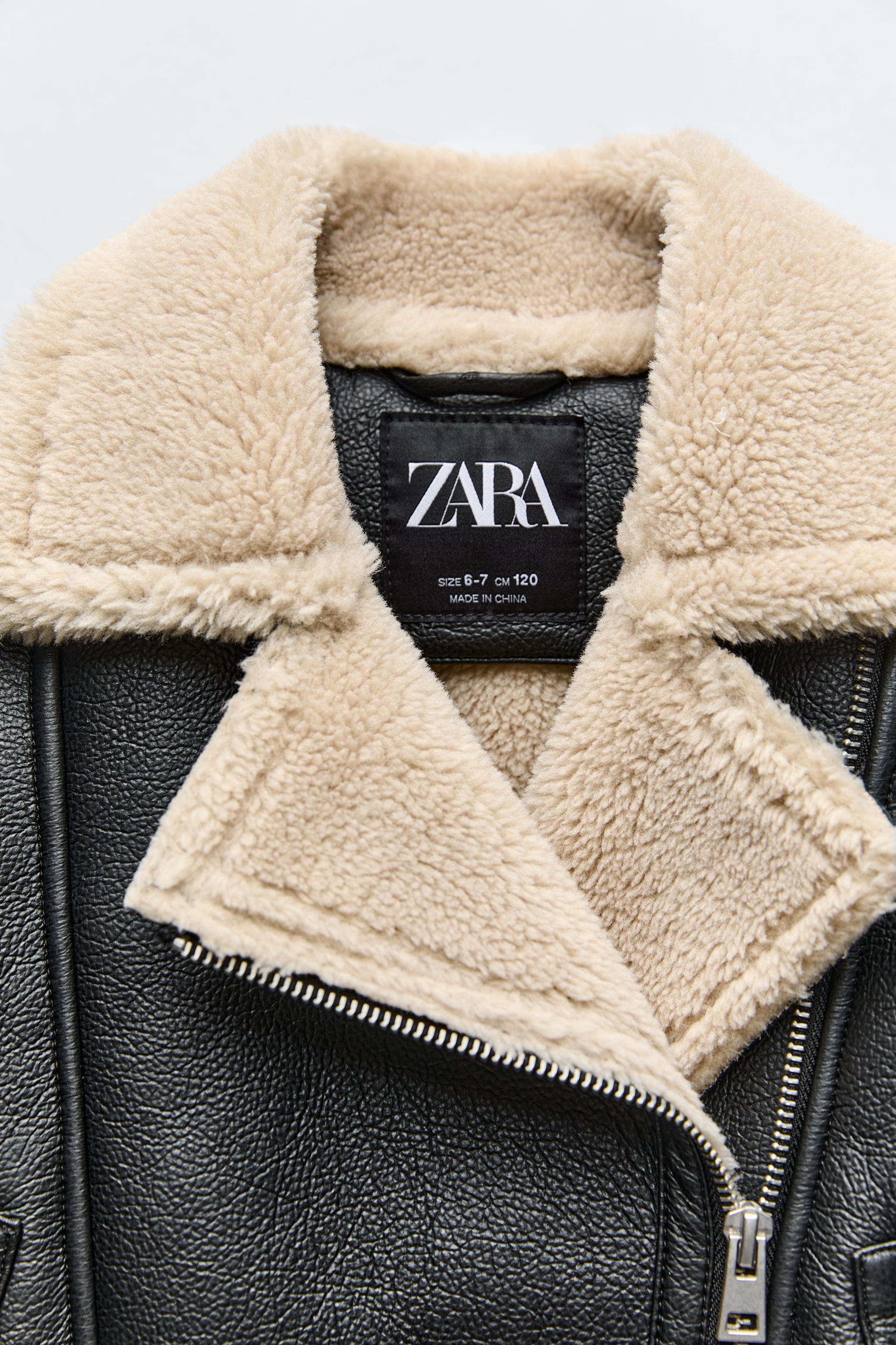 Double Face Zara Jacke Schwarz Fell Leder Jacke Zara Lederjacke