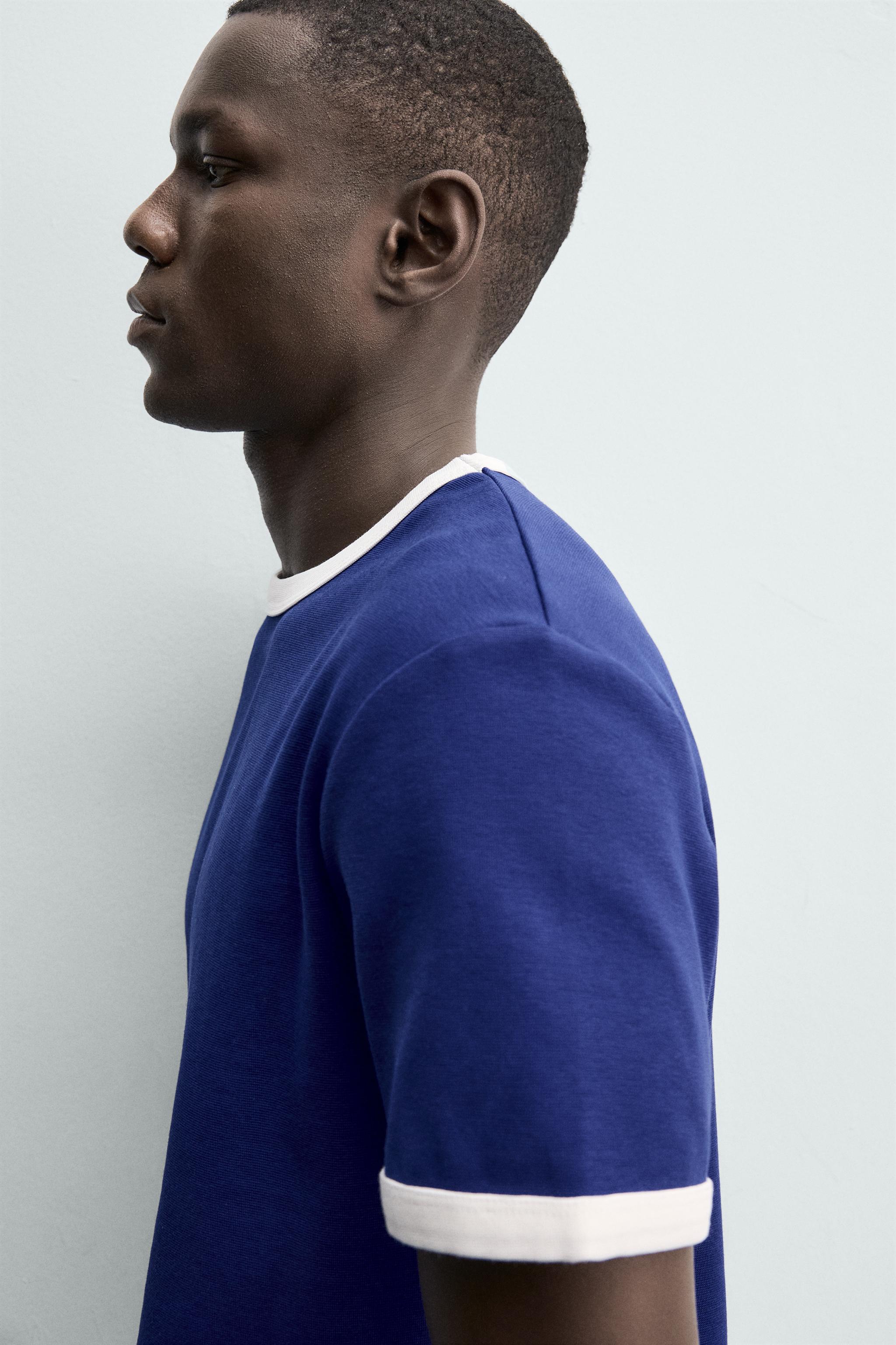 BASIC CONTRAST RIB T-SHIRT