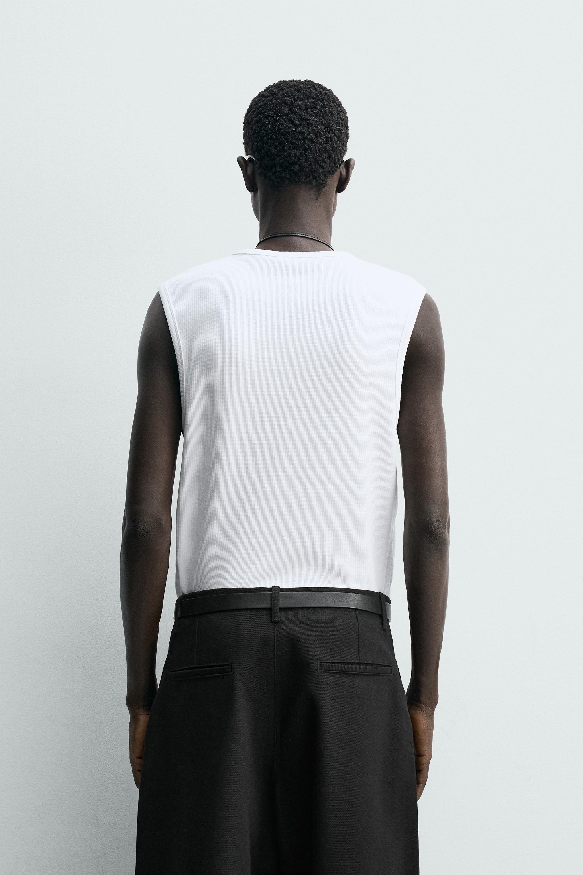 Débardeur Zara Côtelé Blanc Avec Dentelle Et Broderie Anglaise - Taille L - Neuf Avec étiquette