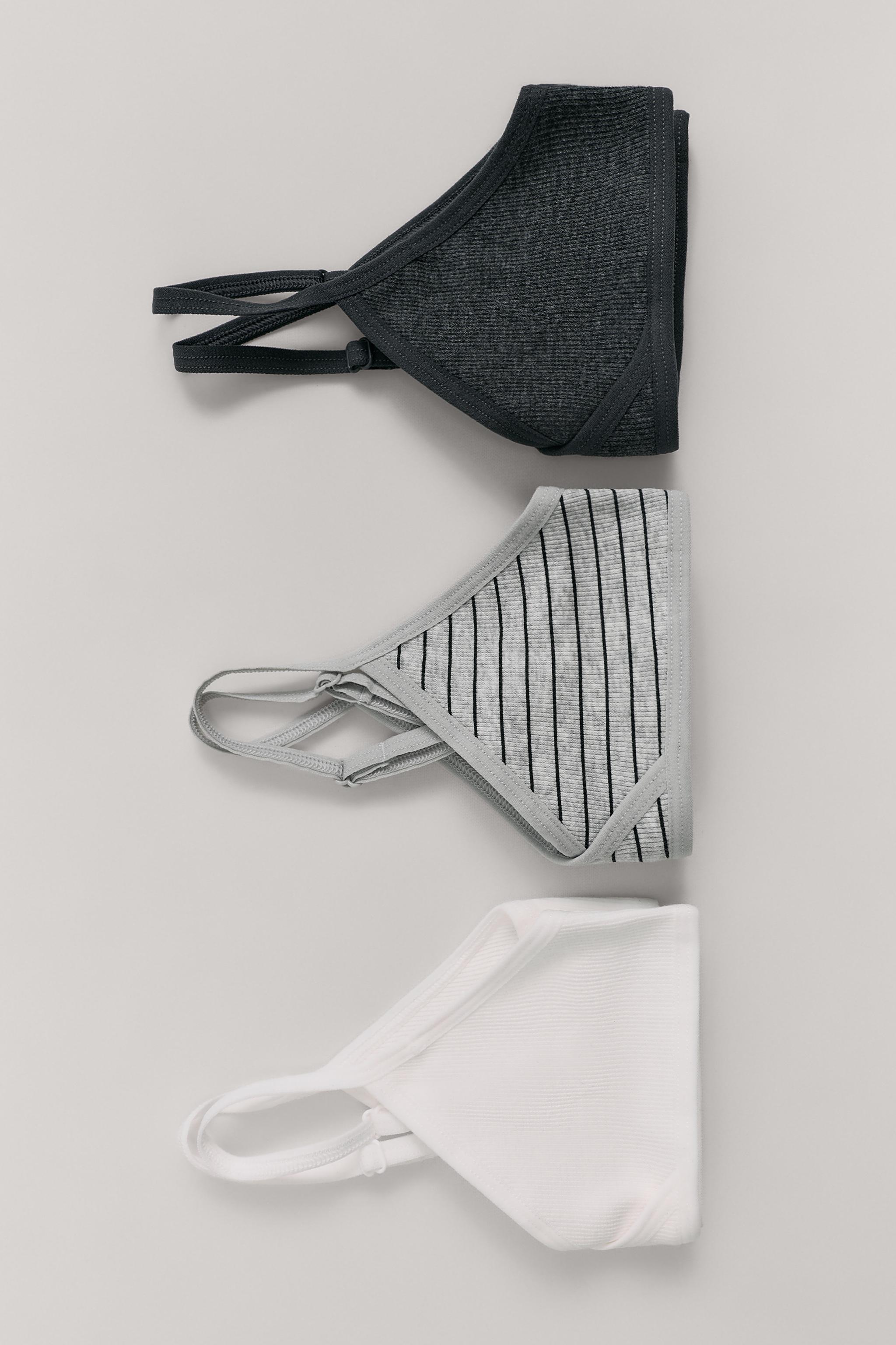 8-14 YEARS / PACK OF THREE RIBBED TOPS — White / Gray