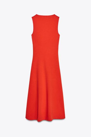 INTERLOCK MIDI DRESS - Red / Orange by Zara - Image 5