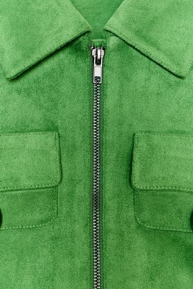 FAUX SUEDE CROP JACKET - Apple green by Zara - Image 7
