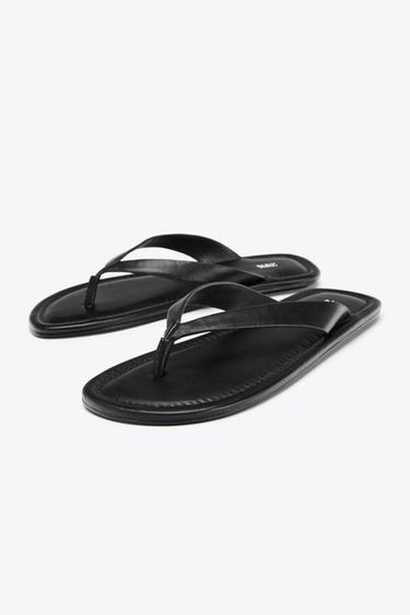 FLAT LEATHER SANDALS - Black by Zara - Image 2