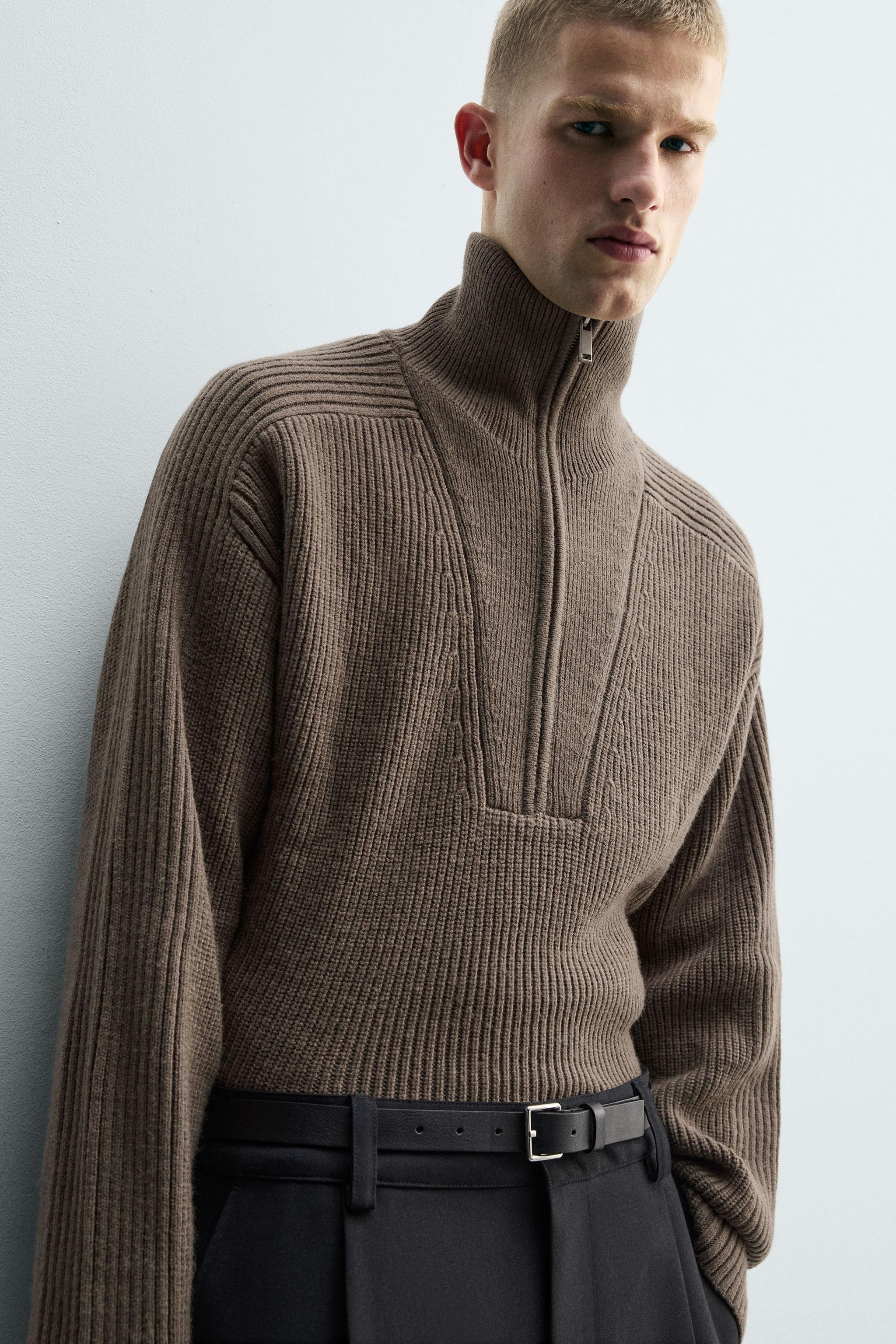 PURL KNIT QUARTER-ZIP JUMPER