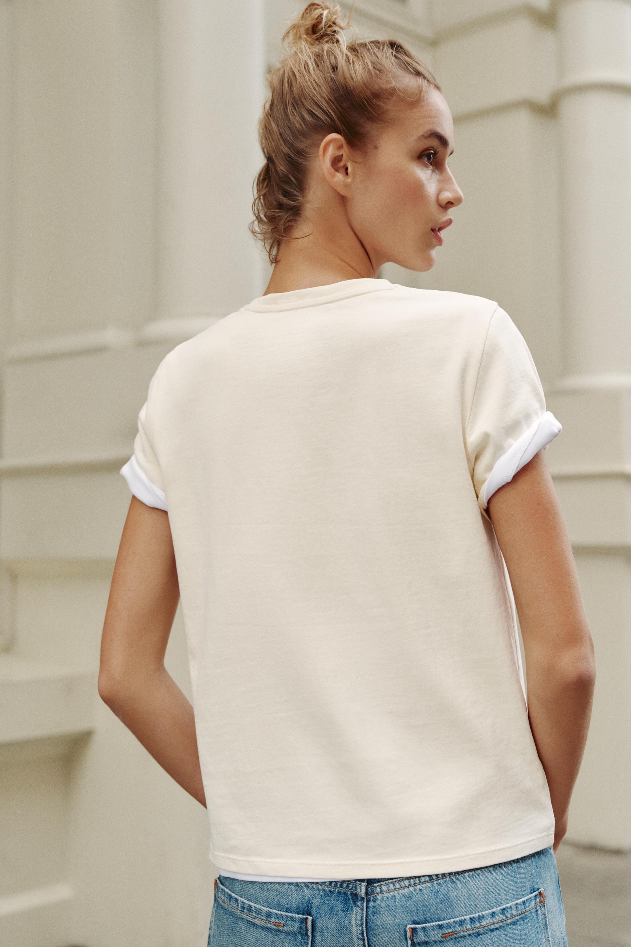 Zara RUSTİK PAMUKLU T-SHIRT görsel 4