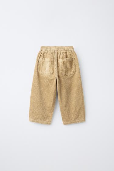 CORDUROY SEERSUCKER BAGGY PANTS — Beige 2