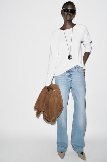 CAMISETA MANGA LARGA LAVADA - Blanco de Zara