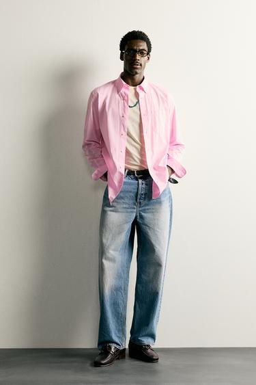 REGULAR FIT COTTON SHIRT - Pink by Zara - Image 0