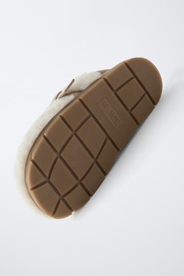 FAUX SHEARLING CLOGS - Ecru White by Zara - Image 6