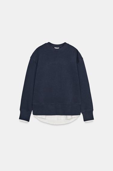 SUDADERA FELPA COMBINADA - Marino de Zara