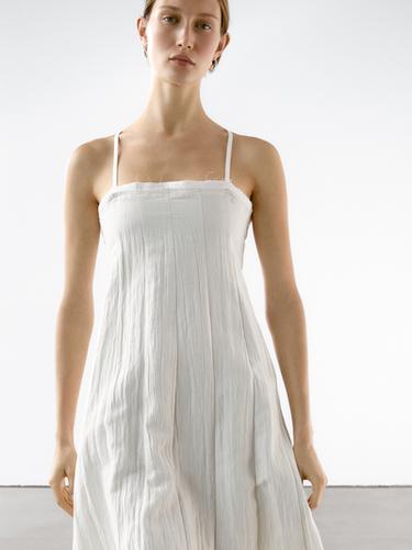 Zara Textured double fabric midi dress - White