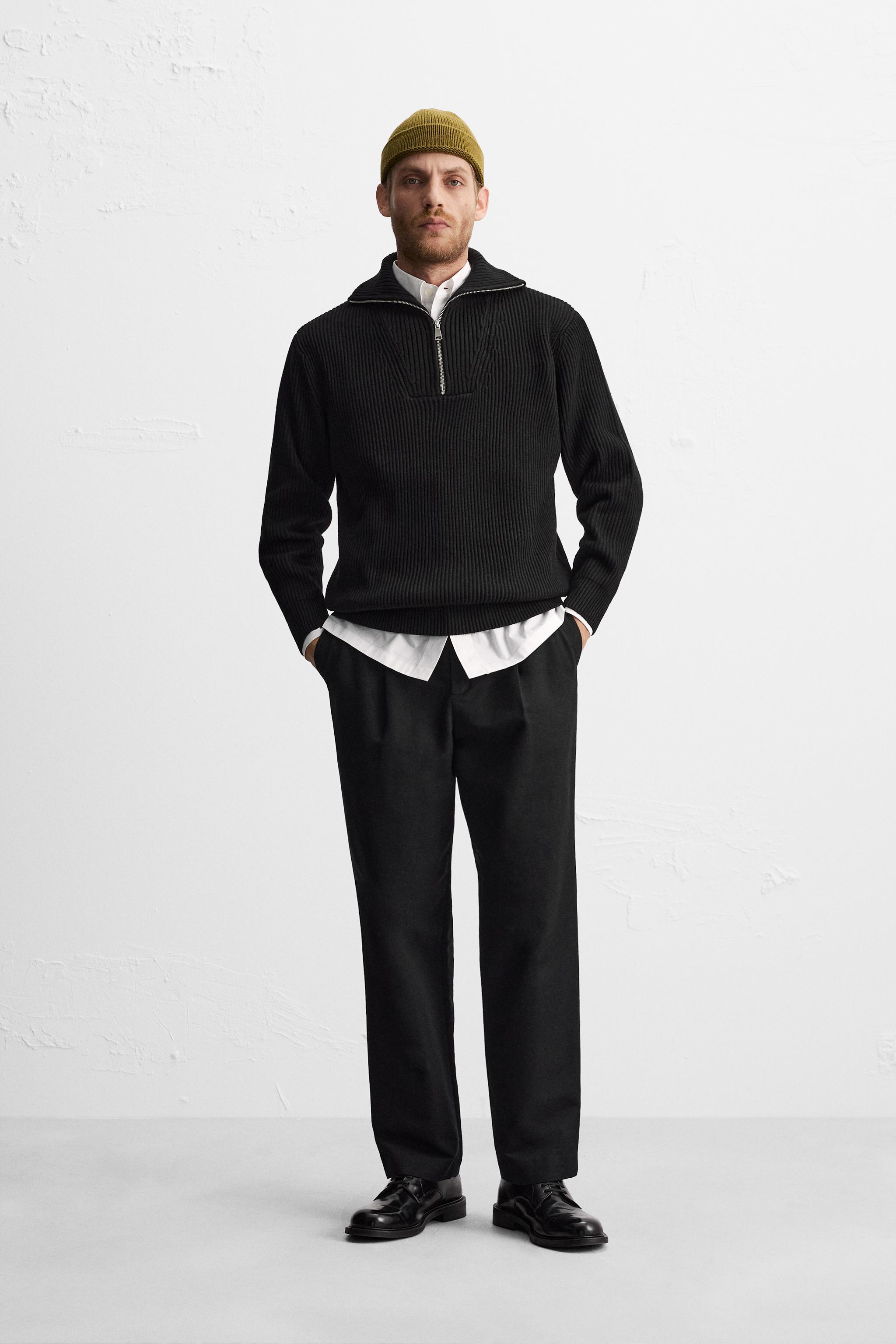 HIGH NECK QUARTER-ZIP SWEATER - Grey marl | ZARA Australia