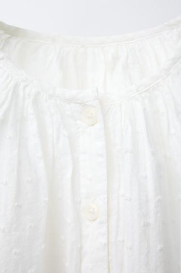 EMBROIDERED DOTTED MESH SHIRT - Oyster-white by Zara - Image 2