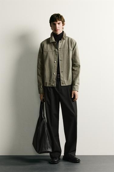 CAZADORA DENIM BÁSICA - Khaki de Zara - Imagen 0