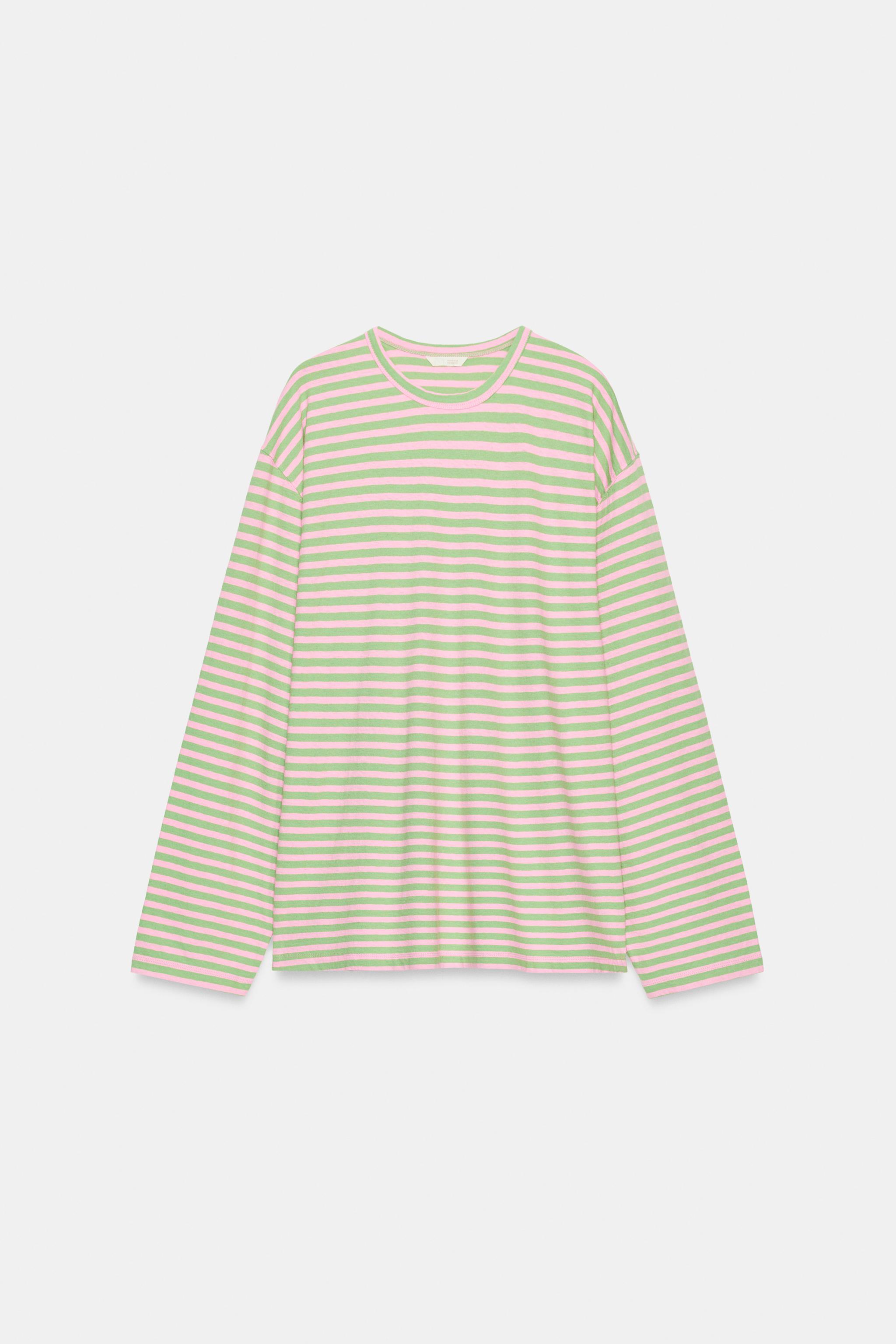 STRIPED COTTON AND LINEN T-SHIRT