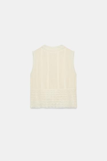ZW COLLECTION LACE SLEEVELESS BLOUSE - Ecru by Zara - Image 6