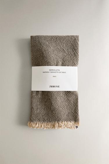 SERVIETTE DE TABLE FRANGES (LOT DE 2) - Gris / Beige de Zara - Image 4