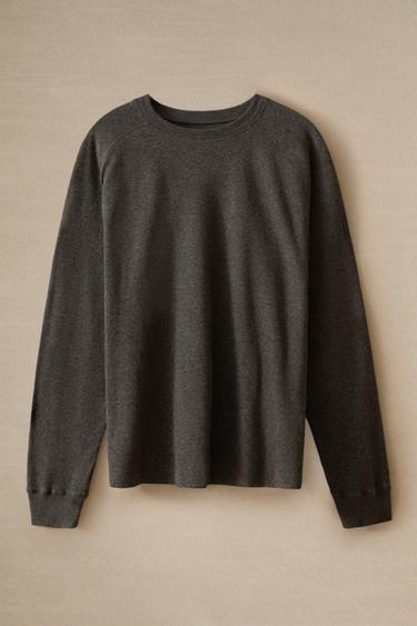STRAIGHT FIT LONG SLEEVE T-SHIRT - Dark grey by Zara - Image 4