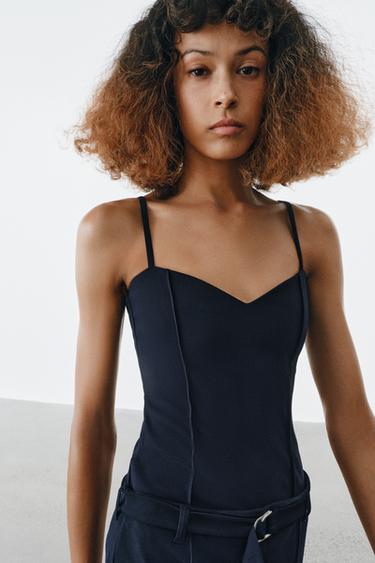 CREPE TROUSERS WITH BELT - Navy blue by Zara - Image 4