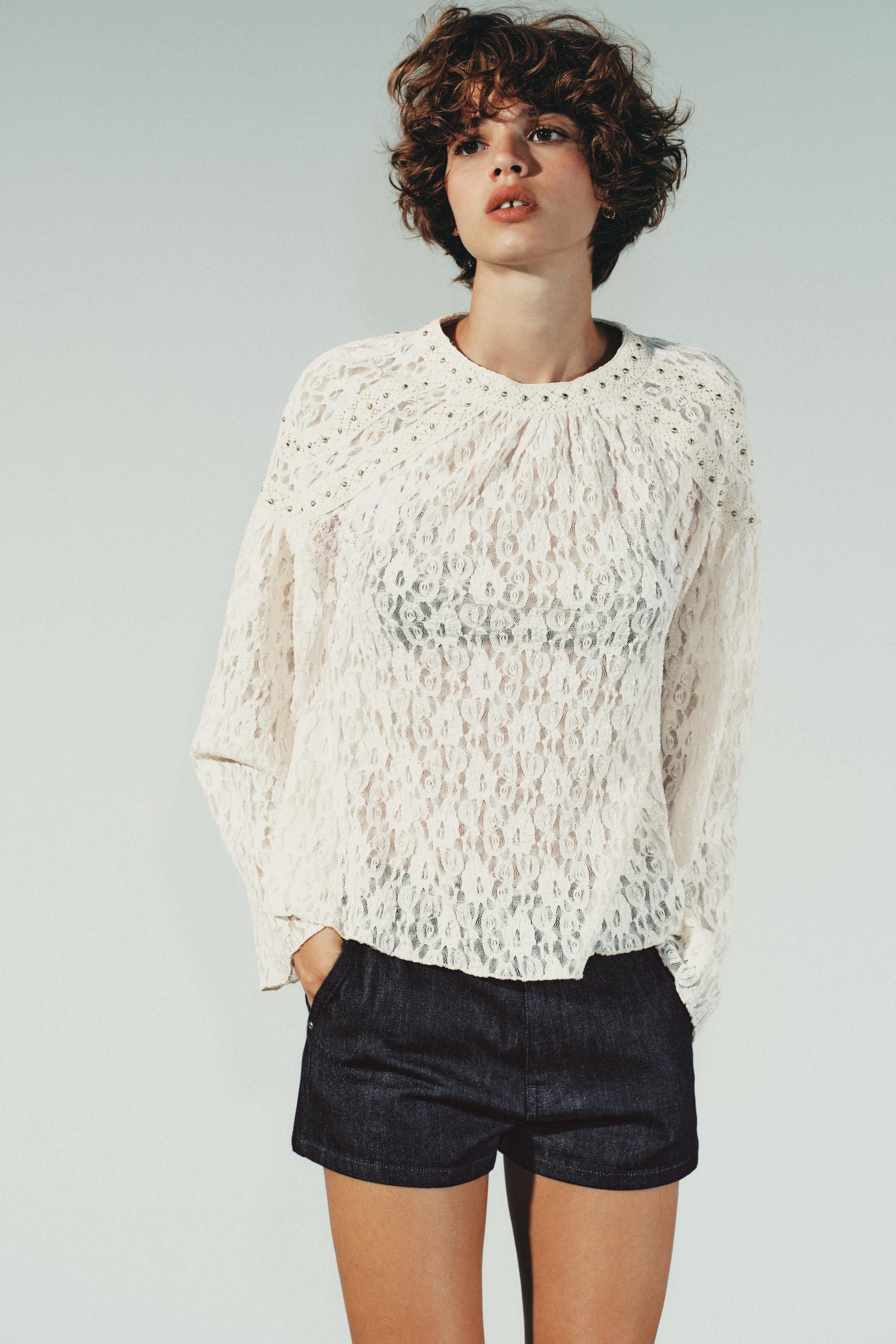 ユラ ZW COLLECTION FLORAL JACQUARD HALTER TOP - Black | ZARA