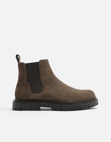 LEATHER CHELSEA BOOTS - Taupe Grey by Zara
