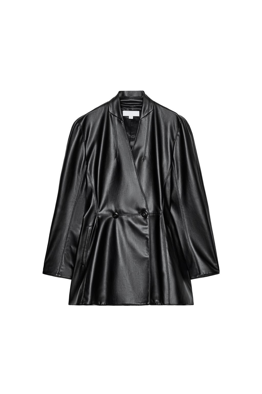 FITTED FAUX LEATHER BLAZER - image 4