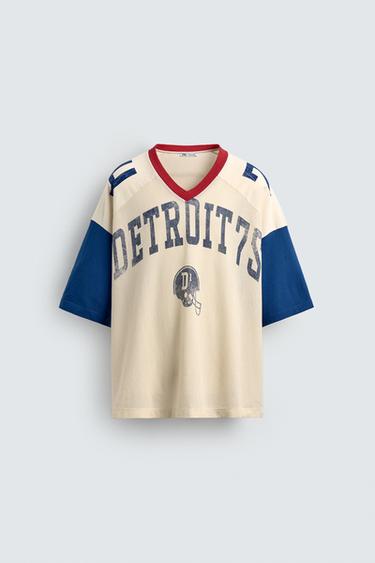 RETRO VARSITY T-SHIRT - Ecru by Zara