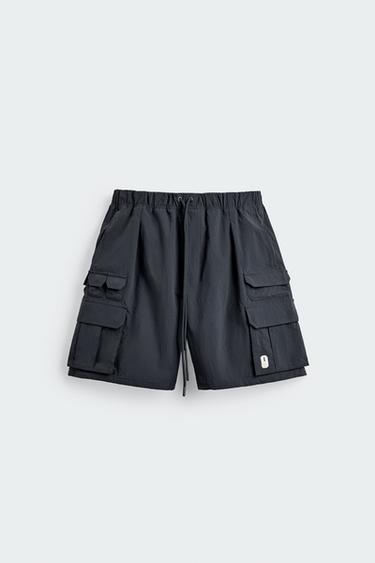 Zara X SR_A TECHNICAL CARGO SHORTS - Blue / Gray