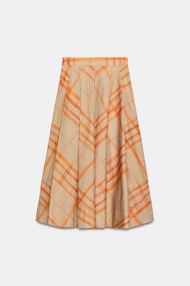 ZW COLLECTION LAYERED CHECK SKIRT - Beige by Zara - Image 7