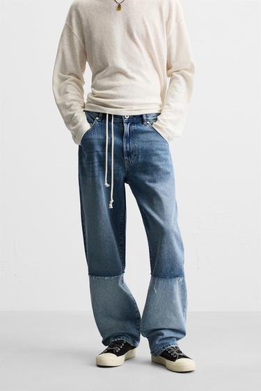 JEANS RELAXED FIT PATCHWORK - Azul medio de Zara
