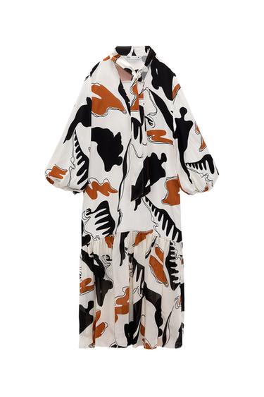 PRINTED MIDI DRESS