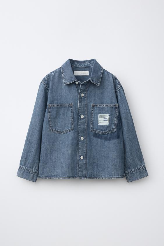 CAMISA DENIM ETIQUETA - Azul de Zara - Imagen 0