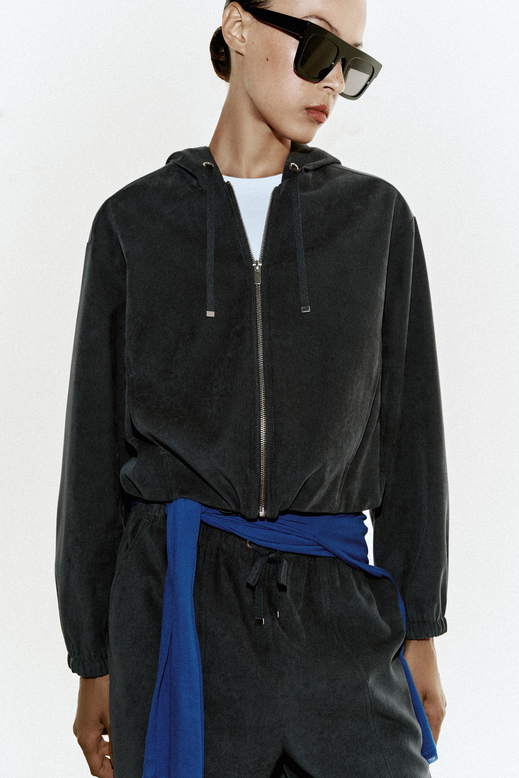 Zara HOODED BOMBER JACKET AND WIDE-LEG PANTS SET — фото 2