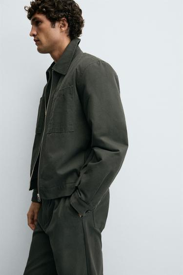 QUILTED OVERSHIRT WITH POCKETS - Dark khaki by Zara - Image 6