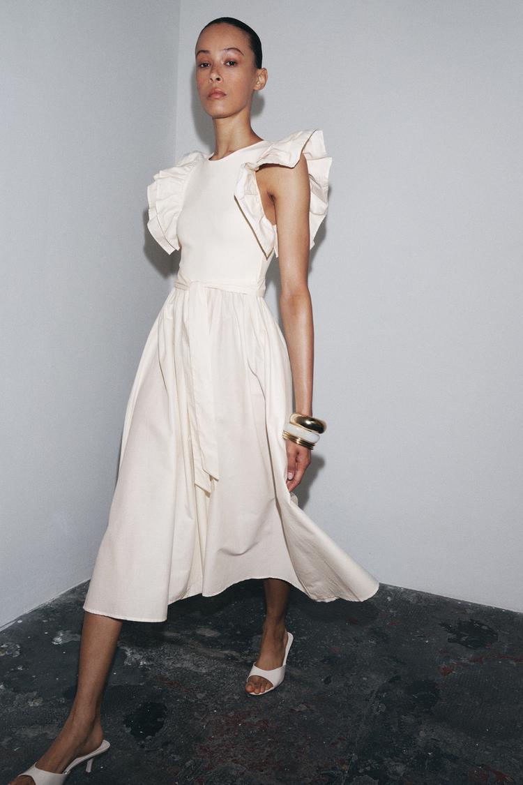 Vestido Vestito Volant Zara VESTITO COMBINATO CON VOLANT E CINTURA