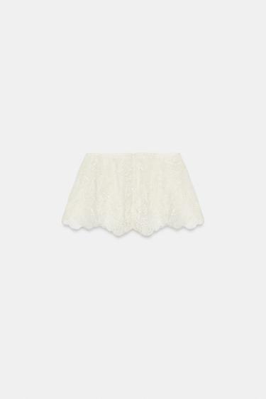 SHORT EN DENTELLE ET PAILLETTES - Blanc de Zara - Image 4
