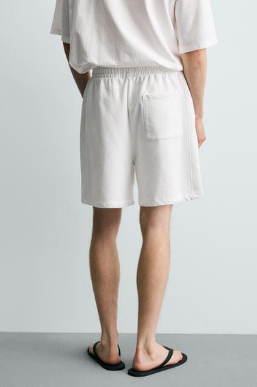 SHORT DE JOGGING BASIQUE DÉLAVÉ - Blanc de Zara - Image 2