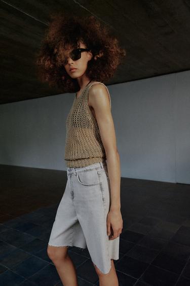 SHORT Z1975 EN DENIM TAILLE MI-HAUTE - Gris clair de Zara - Image 3